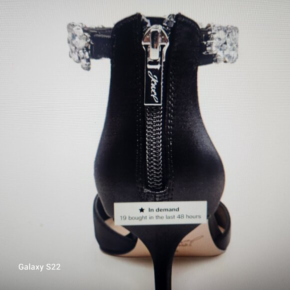 Jewel Badgley Mischka " Robles" Black Satin Kitten Heels. NIB. Size 6 - Picture 2 of 14